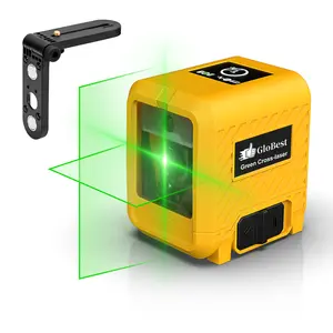 GloBest Laser Level, Rechargeable Lithium Battery Level Tool, Self-Leveling Green Cross Line Laser for Picture Hanging, Tiling, Home Renovation, Includes Folding Magnetic L-Bracket & Carry Pouch