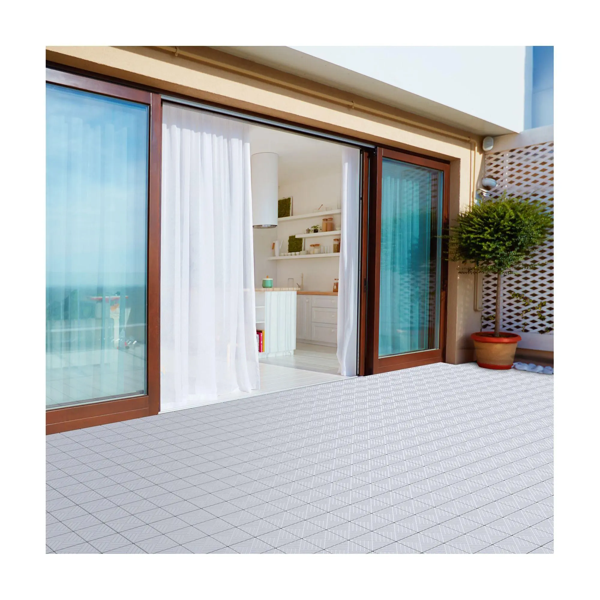 Pure Garden Deck Tiles 6-Pack Interlocking Patio Tiles Pure Garden Deck Tiles 6-Pack Interlocking Patio Tiles