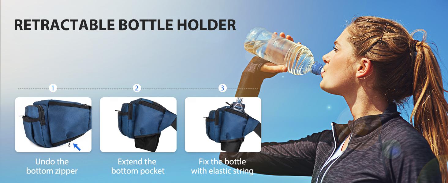 NOOLA Fanny Pack Waist Bag for Men Women, Lightweight Waist Pack with Water Bottle Holder, Adjustable Belt Bag with Multi-Pockets for Hiking, Dog Walking, Outdoor, Cycling, Running, Travel, Black