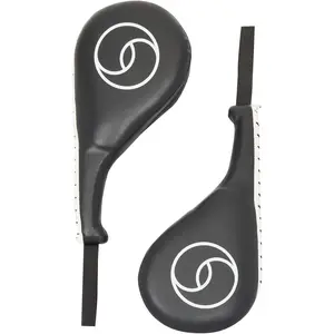 2 Pack Taekwondo Kick Pads - Black Boxing Paddles for Karate Gear, Kickboxing, and TKD Sparring Gear - 15 x 2.5 x 7.5 Inch