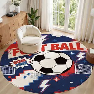 COOL Football Pattern Round Rug 3.3ft Washable Bedroom Round Area Rugs for Entryway, Soft Living Room Circular Rugs, Oriental Non-Slip Foyer Throw Mat Carpet for Kitchen Office, Dorm, Dinning Room
