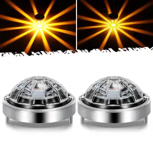 Partsam 2Pcs Glass Lens Low Profile Watermelon Lights Amber LED Turn Signal Marker Light Aluminum Alloy Base, Suitable for 10-30V Vehicles, Semi Trucks, Trucks, Pickup, Off-road