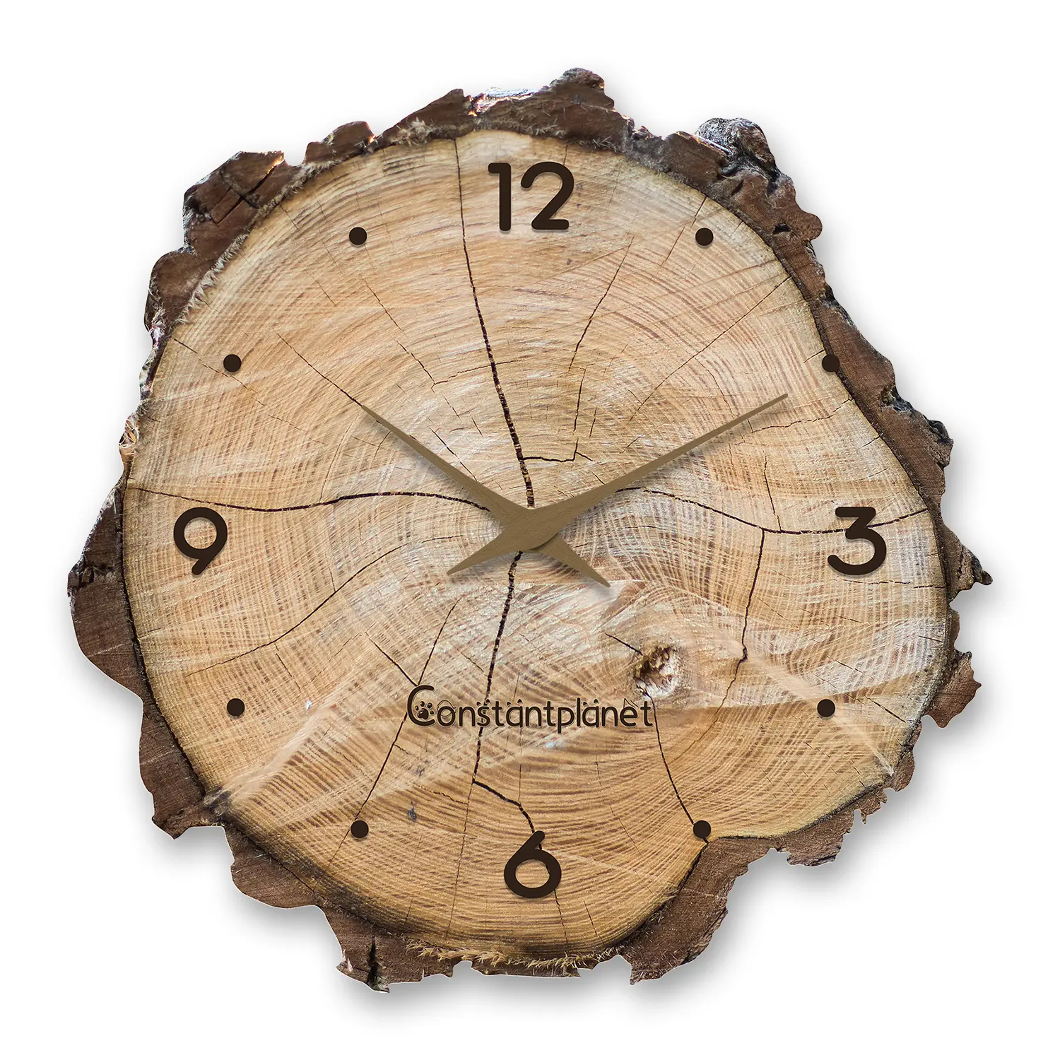 Constantplanet Vintage Wood Pattern Wall Clock - Silent Battery-Powered Analog Clock, Easy-to-Read Decorative Gift for Living Room, Bedroom, 12-16 in Sizes, Wood Pattern Wall Clocks