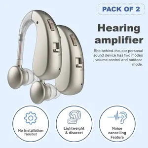 One set with charging bin Personal Chargeable HearingAmplifier, Polymer Lithium Battery, Compact ear-Hanging Design, easy to carry, easy to operate, worn byleft and right ears, suitable for adult Sound AmplifierHeadphones!