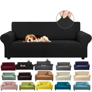 Ultra-Stretch Knitted Universal Elastic Sofa Slipcover, Pure Color, Corn Fleece Fabric, Pet-Friendly Design, Durable Protection, Includes One Pillowcase