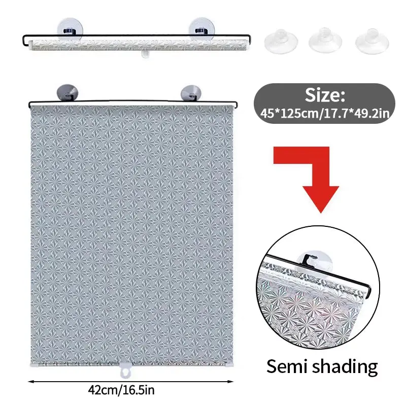 Retractable Sunshade Roller Curtain for Vehicles and Home - Thermal Insulation and UV Protection Shade
