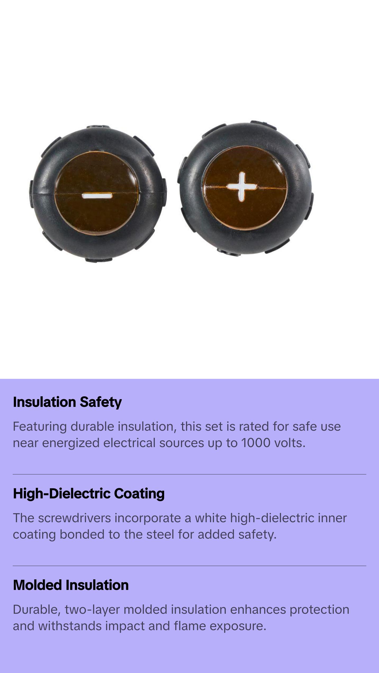 Klein Tools 33532-INS Insulated Screwdriver Set, Slotted and Phillips, 2-Piece