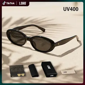 LOHO Y2K Vintage Cat Eye Sunglasses Women –2026 trendy Acetate Material Better Texture UV400 Slim Oval Frame