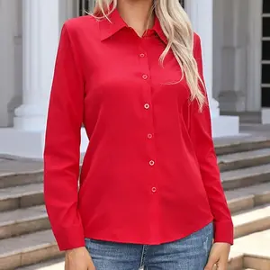 WomenLooseBlouseShirtsCasualFemaleTurnDownCollarLongSleeveOLBlouseTopsMXEFZC-601