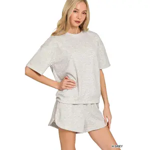 Zenana Scuba Short Sleeve Top & Shorts Set