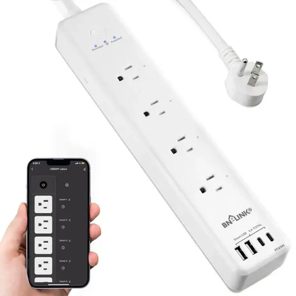 4 Outlets Smart Wifi Power Strip Compatible with Alexa Google Home Surge Protector BN-LINK 4 Outlets Smart Wifi Power Strip Compatible with Alexa Google Home Surge Protector BN-LINK