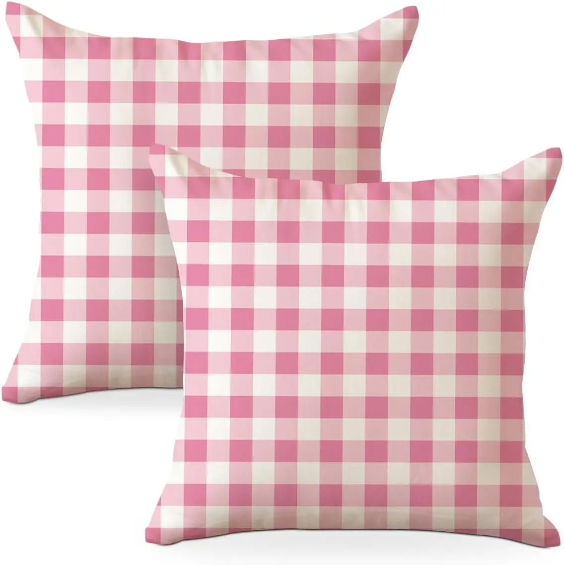 Pink Checkered Pillow Covers 18x18 Pack of 2, Classic Plaid Gingham Throw Pillow Covers, Pillow Covers for Office Living Room Farmhouse Bed Sofa Couch Decor, Aesthetic Cushion Covers Pillow Cases