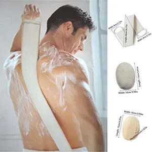 3-Piece Natural Loofah Sponge Bath Scrubber, Spa Massage Back Exfoliator, Adult Bath Tool, Relaxing Bath Towel, Back Washing Essential