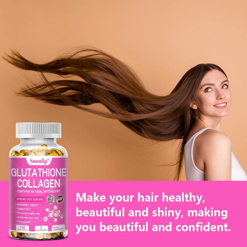 Soomiig Glutathione Collagen Health Supplement - Supports Smooth Hair and Healthy Skin -120 Capsules
