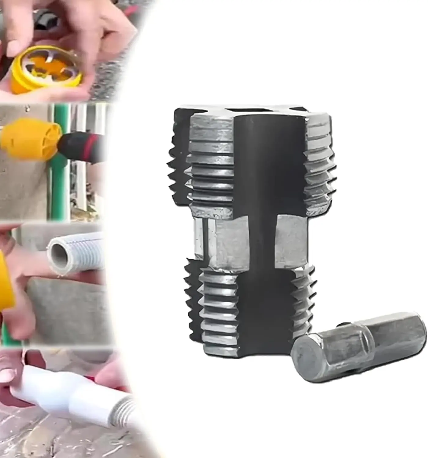 PVC Pipe Threader Kit Pipe Thread Opener, PVC Thread Maker Tool for Electric Drill, 1/2"   for  (Internal Thread Opener)