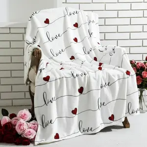 Valentine's Day Throw Blanket Ultra Soft Fleece Blanket for Bed and Couch Cozy Holiday Theme Throw Warm Winter Valentines Decoration, 50 X 60 Inches