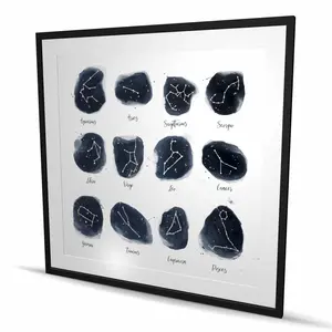 Begin Home Decor C1FM48484PJGIB 48 x 48 in. Constellations Zodiac Signs Print Wall Art - Framed Home Decor Art