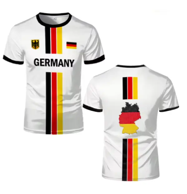 New Design Germany Football Jersey T-shirt For Men German Flag Pattern Short-sleeved Tees Tops Summer Sports Oversized Tshirt