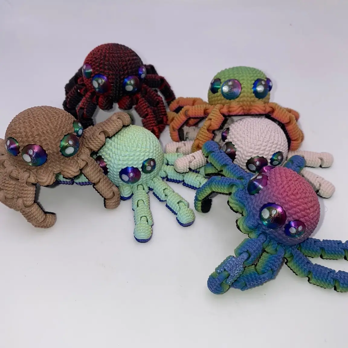 Crochet Look Spider-Random Color Sensory Hand Fidget Size- Jumping Spider 3D Printed Mini Animal Decoration