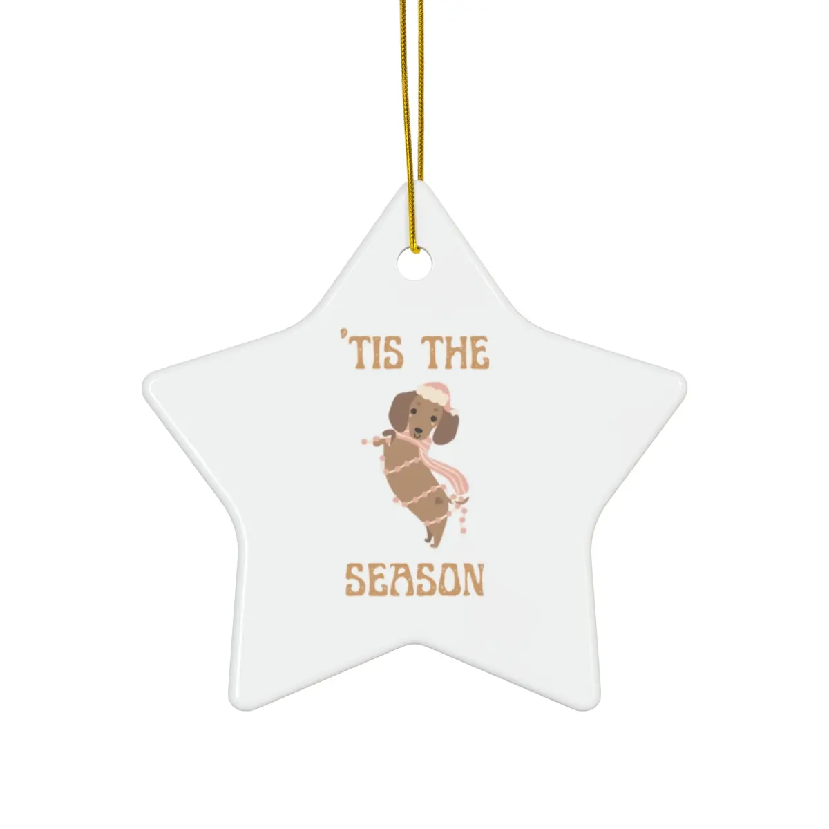 Tis The Season Ceramic Christmas Tree Decoration Ornament, 4 Shapes