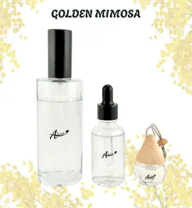 Golden Mimosa - Core Bundle Aromatherapy Home Spray, Water Soluble Essence, & Car Air Freshener for Calm & Clarity