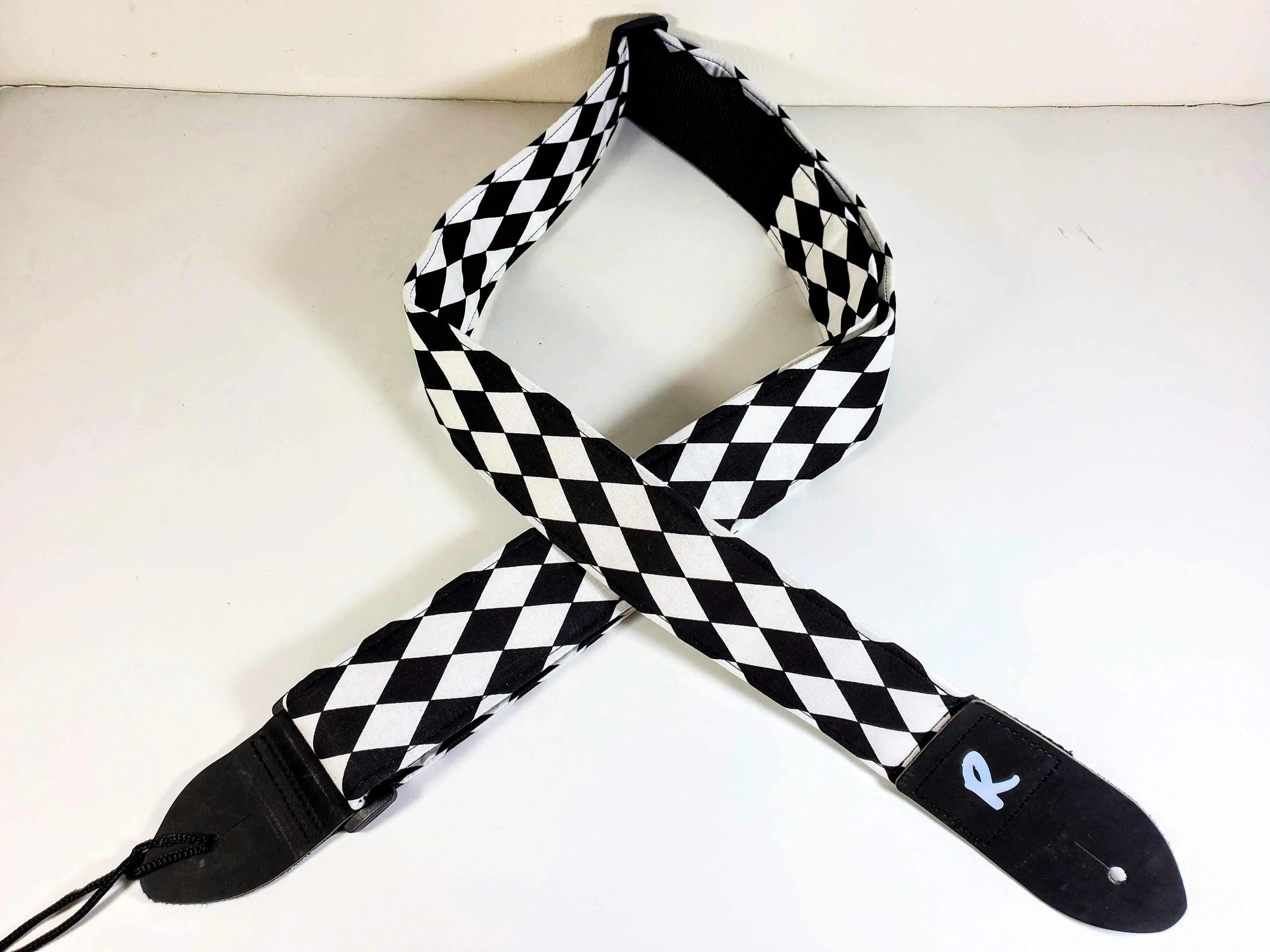 Diamond Guitar Strap -Black and White Diamond Guitar Strap - Black White Checker