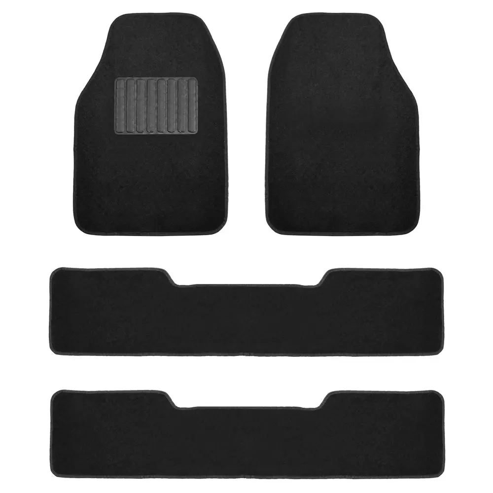 3-Row Black Non-Slip High-Quality Automotive Carpet Floor Mats, Dirt Guard Car Interior Accessories for Vehicle Interior Protection, Three Rows