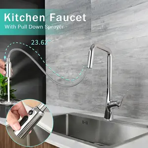 Professional Chrome Kitchen Faucet - 3 Function 360 Sprayer, One Touch Switching & FastConnect​