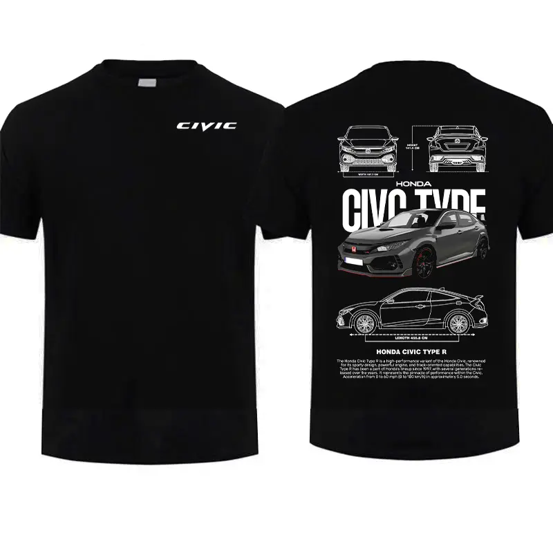 Civic TypeR EP3 Graphic T Shirt Men, Car Enthusiast Graphic Tee Outdoor Sports Apparel Gift Men Short Sleeve Casual Everyday Shirt Made in USA, For Men