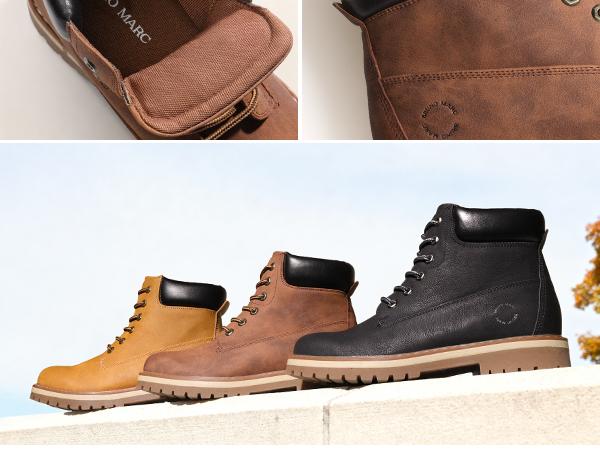 Bruno Marc [HighShield-1] Men's Slip-Resistant Cuban Heel Round Toe Lace-Up Boots with Splash-Resistant Upper, Textured Outsole, and Breathable Lining