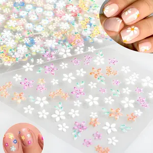 Women's 3D Self-Adhesive Nail Art Stickers Decals - 30 Sheets with Colorful Cute Daisy, Floral, Heart Designs - Summer Nail Art Accessories