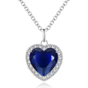 Heart of the Ocean Necklace, Silver Necklace Pendants Jewelry Mother's Day Gift