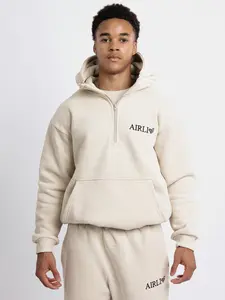 Airli Dual Hoodie - Detachable Hood Half Zipper Kangaroo Pouch for Flights and Casual Wear