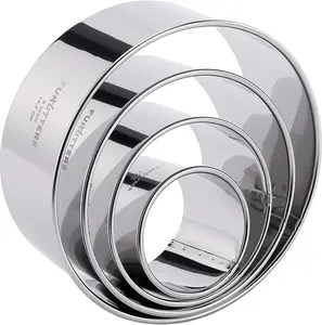 Cookie Cutter Set, 4 Pc. Kit, Measuring 2'', 3'', 4'' and 5'', round Metal Baking Rings for Pastry, Biscuits, and Dough Cutting, Heavy Duty and Reusable, Multiple Sizes Broad Brook Deers LLC