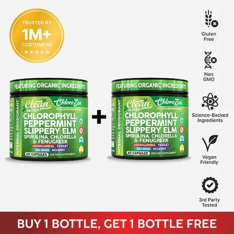 Clean Nutra BOGO | Chlorophyll, Peppermint, Slippery Elm, Spirulina, Chlorella, Fenugreek & More for Odor Control + Gut Cleanse Capsules – ChloroZen