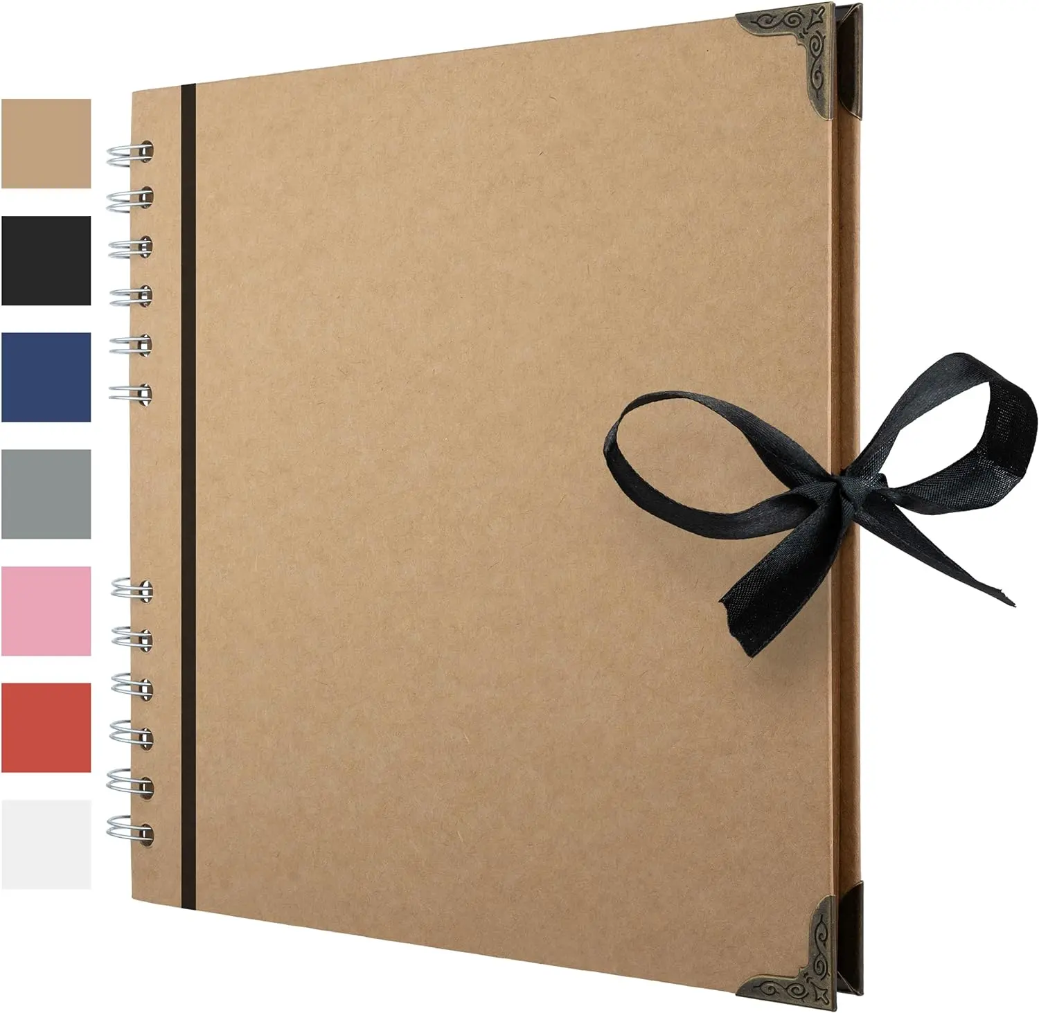 8x8 Inch Kraft Paper Scrapbook Album, 60 Pages of 200gsm Thick Brown Paper, DIY Memory Photo Album for Scrapbooking & Stamping Art Craft Projects