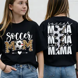 Men's Short-Sleeve Unisex Oversized Soccer Apparel Bundle - Coquette Soccer Bow Sublimation, Retro Mama Aesthetic, Everyday Casual Game Day T-Shirt