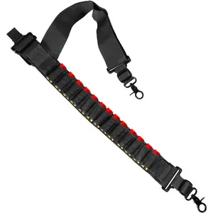 Shotgun and Rifle Ammo Sling Tactical Adjustable Shell Belt Holder for 12 Gauge/ 20 Gauge, Small Game Bandolier for Outdoor Sports (Holds 15 Shells)