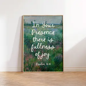 Psalm 16 Christian Wall Art, Scripture Bible Verse Poster, Trendy Apartment Decor Landscape Wall Decor Christian Prints