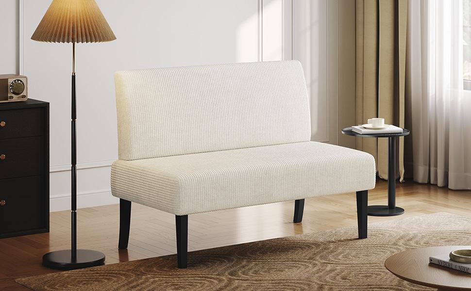 Yaheetech Mini Sofa Couch Armless Loveseat Futon for Bedroom, Corduroy Fabric & Easy Assembly, for Small Spaces Living Room,Dorm,Office,Apartment