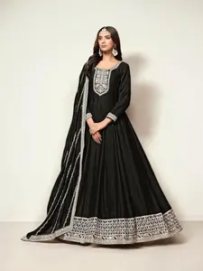 Art Silk Traditional Designer Gown - Ethnic Wear for Women - 306
