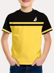 Boys' Fashion Trendy 3D Casual Short Sleeve T-Shirt, Graphic Print Shirt, Simple Small Logo Line Print, Outdoor Activities, All Seasons, Stylish New Top, Geometric Print Shirt