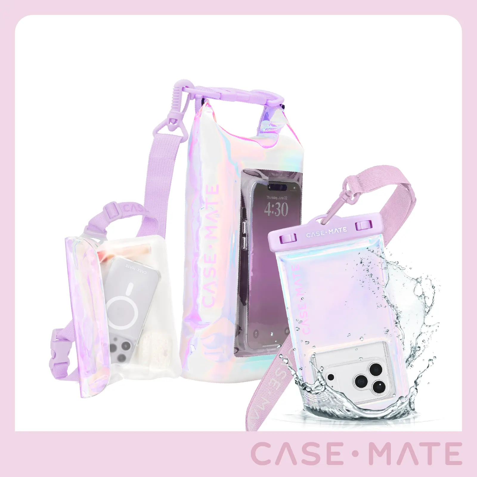Bestsellers Trio Set - Touchscreen Floating Pouch, Beach Bag, Hands-Free Belt Bag Bundle with Soap Bubble Design for Beach Getaways, Outdoor Adventures to Keep Mobile Phone Gear Dry