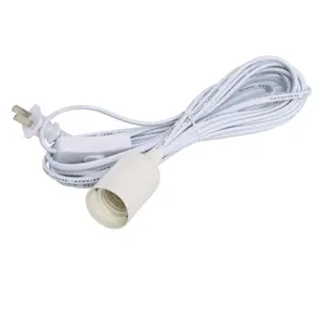 HOLDWILL Extension Hanging Lantern Cord Cable 360W with E26 E27 Socket On/Off Button for Pendant Lighting