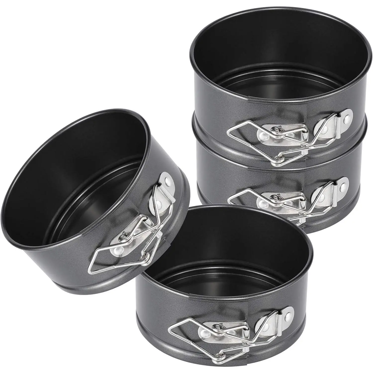 4inch Mini Springform Pan Set - 4-Piece Set of Small Non-Stick Cheesecake Pans Suitable for Mini Cheesecake, Pizza, and Quiche