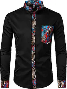 Ankara Shirt, African Men Clothing, African Men's Wear, Ankara Shirt... Black- White- Blue- Red