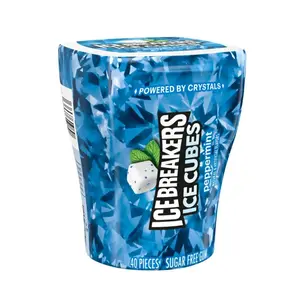 6x Ice Breakers Cubes Peppermint Sugar Free Breath Mints - Fresh Mint Chewing Gum Snack Candy Pocket Pack 40ct