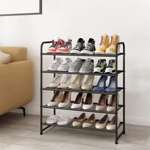 Simple Trending 5-Tier Stackable Shoe Rack, Metal Expandable Adjustable Shoe Organizer Storage Shelf, Wire Grid, for Entryway, Hallway shoe rack