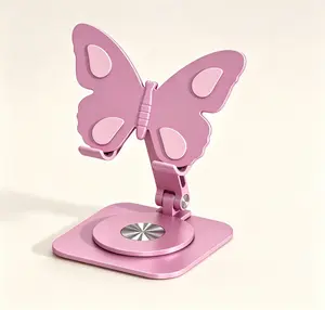 Butterfly Design Phone Holder, 360° Swivel Aluminum Alloy Desktop Stand, Foldable Portable Adjustable Phone Bracket, Multi-Angle Universal Desktop Support for Daily Use, Cute Aesthetic Room Decor & Exquisite Gift ,teacher appreciation gifts