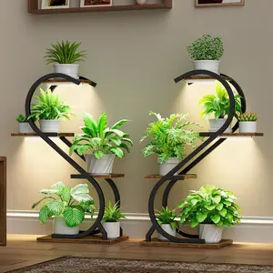 Stand Indoor with Grow Light, 4 Tiered Metal  Shelf indoor, 29''  Stands for Indoor  Multiple, Flower Stands for Indoor  Living Room, Patio, Balcony (2 Pack)